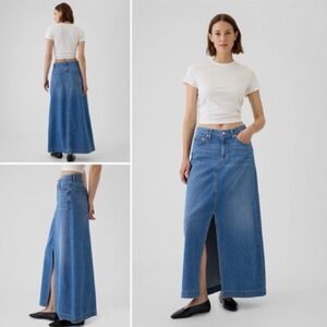 GAP Icon Maxi Skirt in Blue Denim
